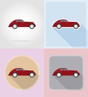 illustrazione di vettore delle icone piane della vecchia retro automobile