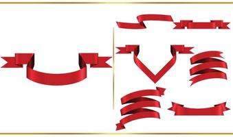 set di banner vettoriali nastro rosso lucido. collezione di nastri. illustrazione di disegno vettoriale