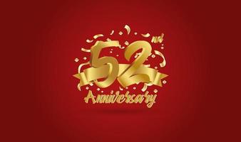 celebrazione dell'anniversario con il 52° numero in oro e con le parole celebrazione dell'anniversario d'oro. vettore