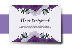 sfondo fiore banner di matrimonio, modello di disegno di fiore di peonia viola disegnato a mano ad acquerello digitale vettore