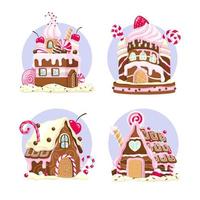 case di caramelle, serie di illustrazioni vettore
