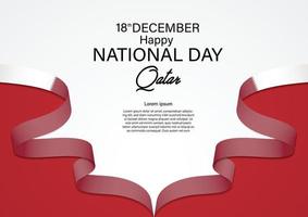 18 dicembre festa nazionale del qatar con il colore della bandiera del qatar del nastro. illustrazione vettoriale
