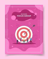 concetto di business di discussione del focus group fgd per modello di banner, volantino, libri e copertina di una rivista vettore