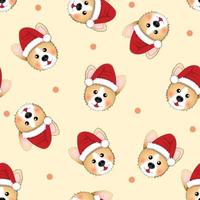 corgi babbo natale su sfondo beige avorio vettore