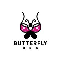 combinazione di design del logo a doppio significato di farfalla e reggiseno vettore