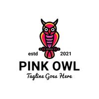 design semplice del logo vettoriale della mascotte del gufo di colore rosa