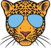 testa di giaguaro con occhiali da sole da aviatore illustrazione vettoriale