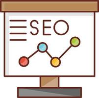 seo illustrazione vettoriale su uno sfondo trasparente. simboli di qualità premium. icona di colore piatto linea vettoriale per concept e graphic design.