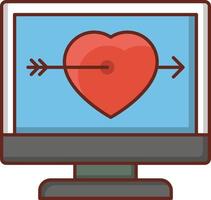 illustrazione vettoriale del cuore su uno sfondo trasparente. simboli di qualità premium. icona del colore piatto della linea vettoriale per il concetto e la progettazione grafica.