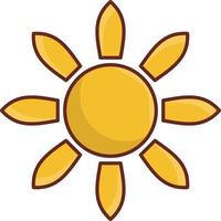 illustrazione vettoriale del sole su uno sfondo trasparente. simboli di qualità premium. icona del colore piatto della linea vettoriale per il concetto e la progettazione grafica.