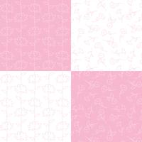 motivi floreali botanici rosa e bianchi vettore