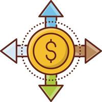 illustrazione vettoriale del dollaro su uno sfondo trasparente. simboli di qualità premium. icona del colore piatto della linea vettoriale per il concetto e la progettazione grafica.