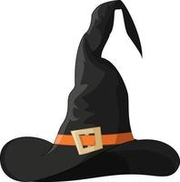 cappello da strega nero di halloween del fumetto isolato su priorità bassa bianca vettore