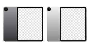 tablet lato anteriore e posteriore. tablet con schermo mockup con schermo vuoto. illustrazione vettoriale realistica. eps10