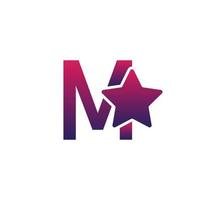 vettore m lettera iniziale logo design con stella