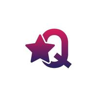 vettore q design del logo della lettera iniziale con stella