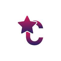 vettore c design del logo della lettera iniziale con stella