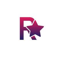 vettore r lettera iniziale logo design con stella