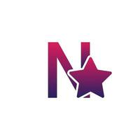 vettore n design del logo della lettera iniziale con stella