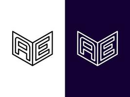 lettera iniziale ae design minimalista moderno del logo 3d vettore