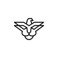 combinazione leone e aquila uccello con stile line art su sfondo bianco, design del logo vettoriale modificabile