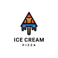 combinazione pizza e gelato su sfondo bianco, design del logo vettoriale modificabile