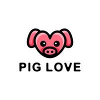 logo design cartone animato vettore combinazione amore e maiale