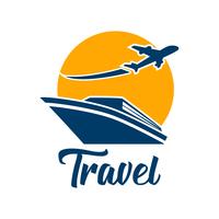 logo del turismo di viaggio isolato su sfondo bianco vettore