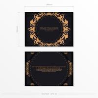 design cartolina già pronta con ornamento mandala vintage astratto. colori lussuosi nero-oro. può essere utilizzato come sfondo e sfondo. vettore