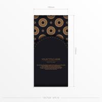 modello di cartolina in oro nero scuro con ornamento astratto bianco. elementi eleganti e classici pronti per la stampa e la tipografia. illustrazione vettoriale. vettore