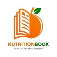 modello di logo di vettore del libro di nutrizione. questo disegno usa il simbolo arancione. adatto al cibo e sano.