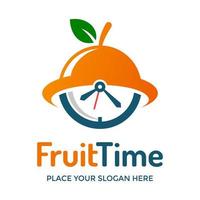 modello di logo vettoriale tempo di frutta. questo disegno usa il simbolo arancione. adatto per il settore della salute e dell'alimentazione.