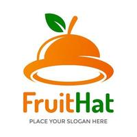 modello di logo di vettore del cappello di frutta. questo disegno usa il simbolo arancione. adatto per contadino o costume.