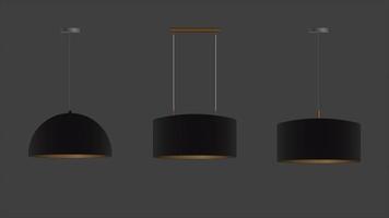 set vettoriale di lampadari neri realistici. lampada da soffitto. stile loft. elemento per l'interior design.