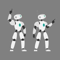 illustrazione vettoriale di un robot. robot bianco futuristico. isolato su sfondo grigio. il concetto di futuro, intelligenza artificiale e tecnologia.