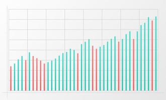 grafico aziendale astratto con grafico a linee di tendenza rialzista, grafico a barre e numeri azionari del mercato rialzista. vettore. vettore