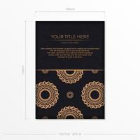 modello di cartolina in oro nero scuro con ornamento mandala astratto bianco. elementi vettoriali eleganti e classici pronti per la stampa e la tipografia.