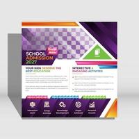 modello premium di volantino per la cura dei bambini di ammissione alla scuola con gradiente colorato rosa viola vettore