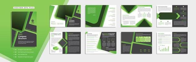 verde 16 pagine gradiente profilo aziendale modello business tema multi pagina layout brochure vettore premium