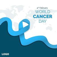 illustrazione del 4 febbraio giorno mondiale del cancro lavanda nastro concept design poster, post sui social media o banner sfondo. vettore