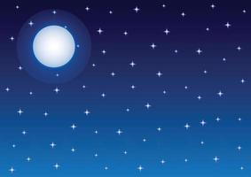 luna piena e sfondo del cielo notturno stellato vettore