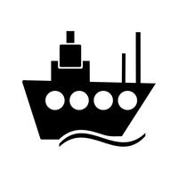 Icona del glifo nave nera vettore