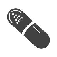 Icona del glifo pillola nera vettore