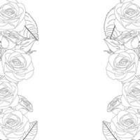 bordo del contorno della cornice del fiore di rosa. illustrazione vettoriale. vettore