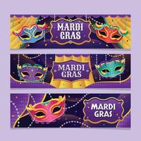 set di banner maschera mardi gras vettore