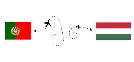 volo e viaggio dal portogallo all'ungheria con il concetto di viaggio in aereo passeggeri vettore