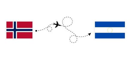 volo e viaggio dalla Norvegia a El Salvador con il concetto di viaggio in aereo passeggeri vettore