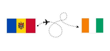 volo e viaggio dalla Moldova alla Costa d'Avorio con il concetto di viaggio in aereo passeggeri vettore