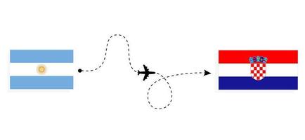 volo e viaggio dall'argentina alla croazia con il concetto di viaggio in aereo passeggeri vettore