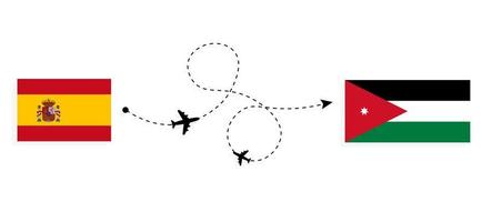 volo e viaggio dalla spagna alla giordania con il concetto di viaggio in aereo passeggeri vettore